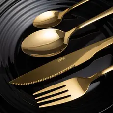 FAQUEIRO POSITANO EM AÇO INOX DOURADO 24 PEÇAS