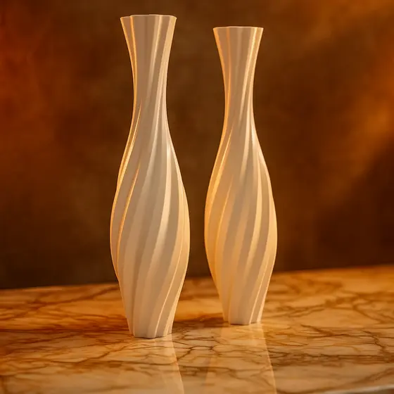 Kit 2 Vasos Decorativos Modernos Decoração para Flores Decoração de Luxo Estilosos Espiral Slim