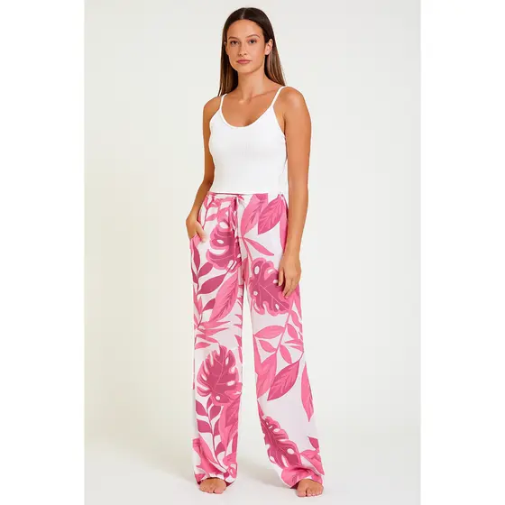 Calça em Malha de Tule Saída de Praia Verão Moda Praia Tropicais