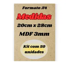Kit 50 Un 20x28 Chapa A4 MDF Cru 3mm Para Quadros Decorativos Porta Retrato Artesanato