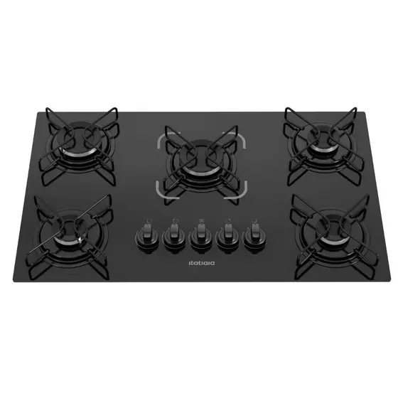 Cooktop Essencial 5 Bocas Mesa Vidro Preto Bivolt Itatiaia