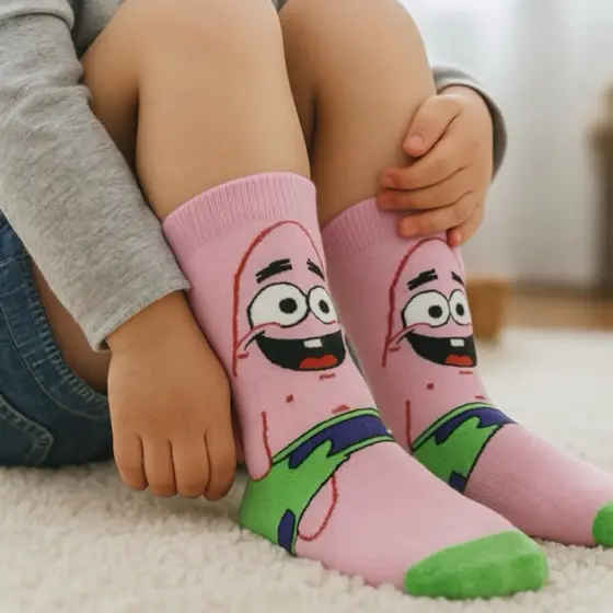 Meia Patrick Bob Esponja Infantil Algodão Macio Durável Divertida e Confortável Envio Imediato