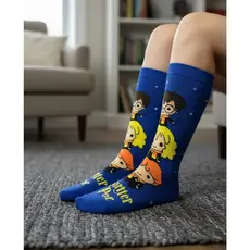 MEIA  HARRY POTTER MASCULINA FEMININA 3 AMIGOS AZUL CANO ALTO ALGODÃO ADULTO ENVIO IMEDIATO