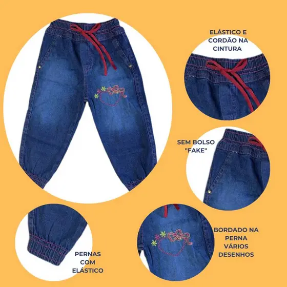 Calça Feminina Jeans Jogger infantil