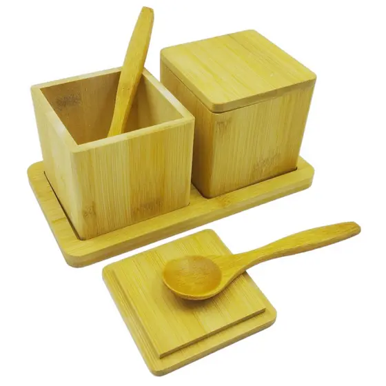 Kit Potes Porta Tempero Condimento Em Bambu Cozinha Maranta