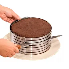 Molde P/ Bolo Ajustável Aço Inox Extensível Fatiador Camadas