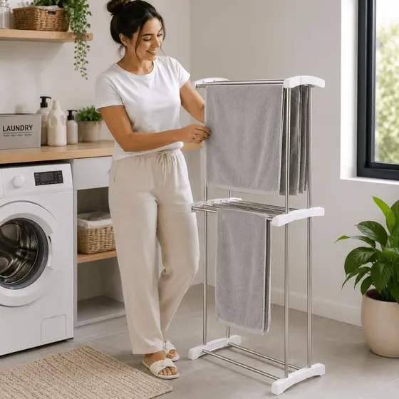 Toalheiro Para Banheiro 2 Andares Compacto Regulável 15kg