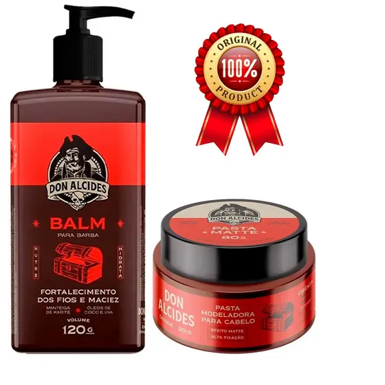 Kit Barba E Cabelo Barba Negra Don Alcides Balm 120g E Pasta Modeladora