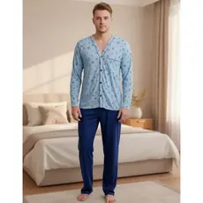 Pijama Masculino Botões Longo Adulto Inverno Malha