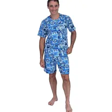 Pijama Masculino Malha 100% Algodão Camisa Short Homem Adulto Verão Dormir