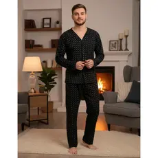 Pijama Masculino Liganete Longo Adulto Inverno Aberto Botões