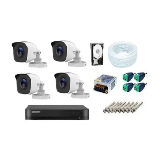 Kit Cftv 4 Câmeras Segurança Hikvision Dvr 4 Canais Turbo Hd