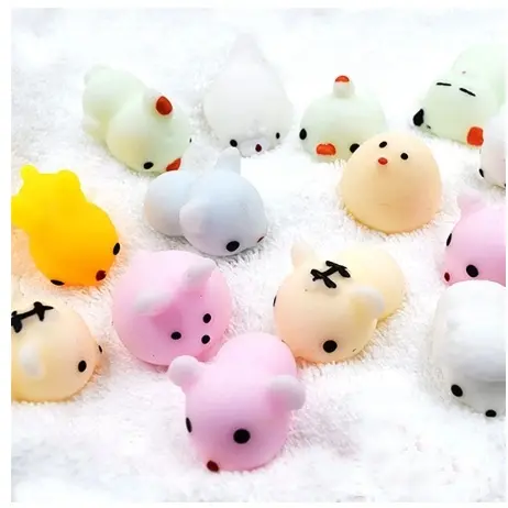 Kit 10 Squishy Mochi Bichinho Criaturas Macio De Apertar Pop It Fidget Anti-Stress TPR Silicone