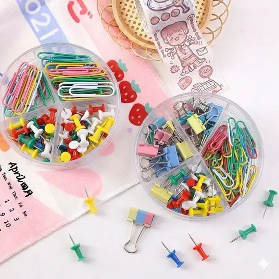 Kit Clips Coloridos 100 Peças com Caixa Organizadora Completo
