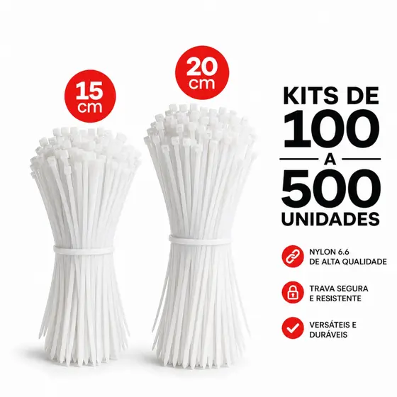 Kit 100 -500 Abraçadeiras Enforca Gato De Nylon