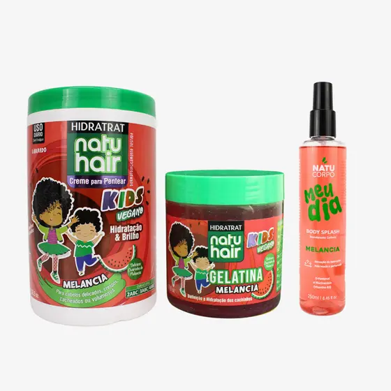 Kit Melancia com Body Splash, Creme para Pentear e Gelatina