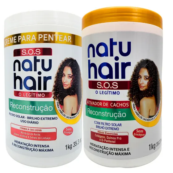 Creme Para Pentear + Ativador de Cachos Reconstrução NatuHair