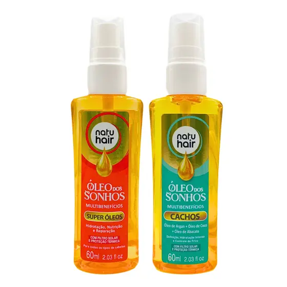 Kit Óleo dos sonhos Super Óleos + Óleo dos sonhos Cachos Natuhair 60ml