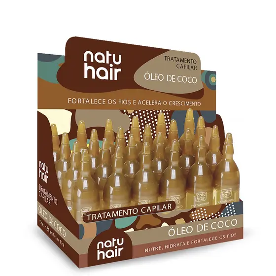 Kit 12 Ampolas de Tratamento Capilar Óleo de Coco Natuhair 10ml - CONTÉM 12 UNIDADES