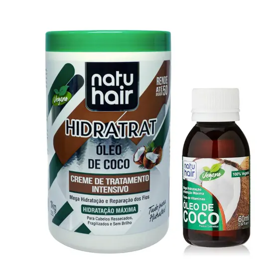Kit Creme de Tratamento Capilar Óleo de Coco NatuHair 1kg + Óleo de Coco 60ml