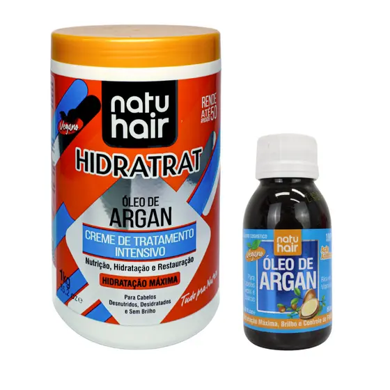 Kit Creme de Tratamento Intensivo Óleo de Argan 1kg + Óleo de Argan 60ml