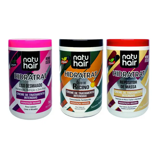 Kit Cronograma Capilar Liso Desmaiado + Óleo de Rícino + Repositor de Massa