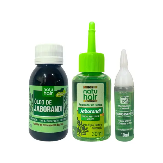 Kit Jaborandi NatuHair: Óleo + Reparador de pontas + Ampola