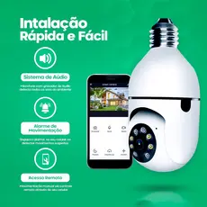Camera Seguranca Prova Dagua Giratoria 360 Ip Inteligente Lampada Panoramica Wifi E Espiã