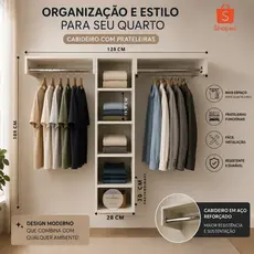 Nicho Suspenso Arara De Parede  Aberto Com cabideiro- 89