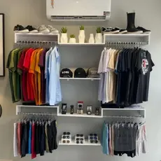 Kit Closet Aberto Suspenso C/ Cabideiros e Prateleiras  60cm - Modulável Organizador Roupeiro-106