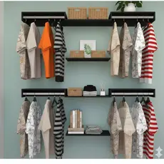 Kit Closet Aberto Suspenso C/ Cabideiros e Prateleiras  60cm - Modulável Organizador Roupeiro-106
