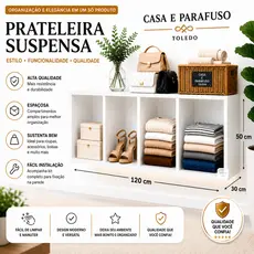 Closet Suspenso 120cm Organizador De Roupas Nicho Parede Moderno 70