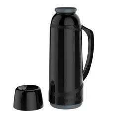 Garrafa de Café Chá Termica 1 Litro Cristal Preta Soprano