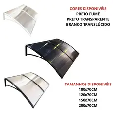 Toldo Policarbonato 100 a 200x70cm Alta Resistência, Proteção UV e Suportes em ABS Reforçado