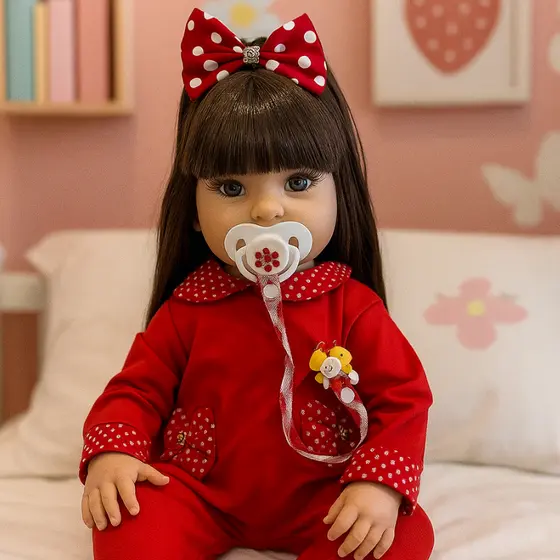Bebê Boneca Reborn Menina com Acessórios Pode Dar Banho