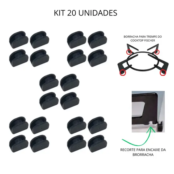 Borracha da Trempe Grade Cooktop Fogão Fischer - 20 Peças