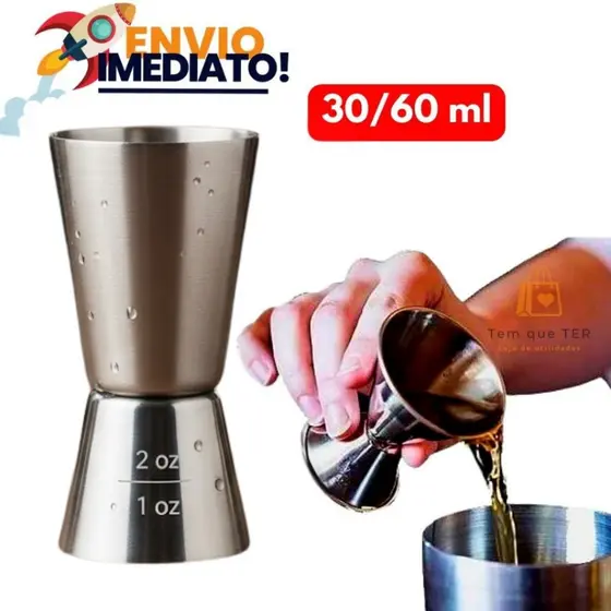 Dosador Duplo Para Bebidas e Drinks Aço Inox 30ml E 60ml para Bar e Restaurante e para Barman e bartender