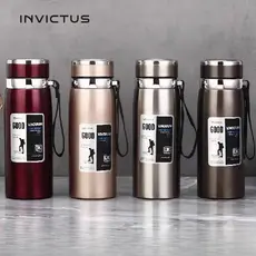 Garrafa 800ml/1000ml Inox Térmica Com Infusor Prata Dourada De Água Café Parede Dupla Com Alça