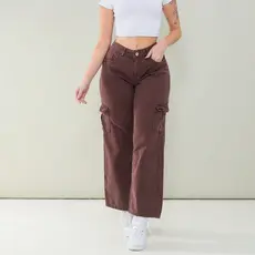 Calça Wide Leg Cargo Marrom Escuraaa