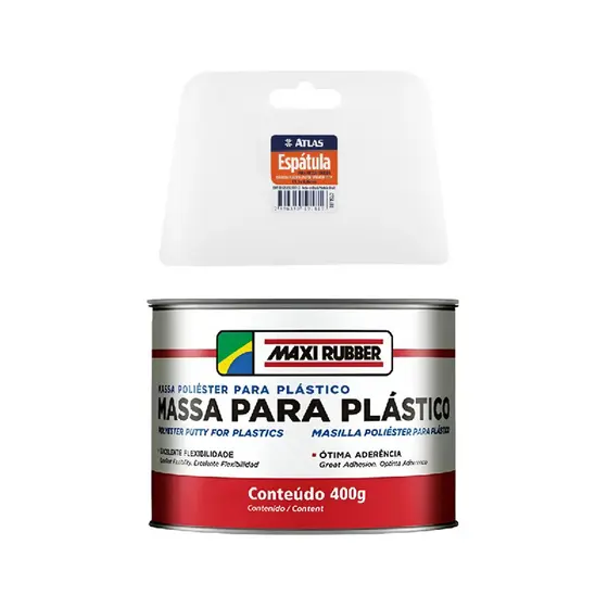 KIT MASSA POLIESTER PARA PLÁSTICO + ESPATULA
