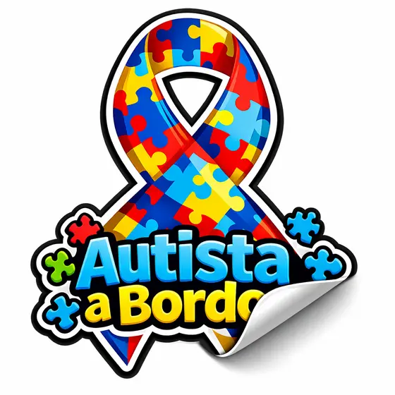 Adesivo Autismo Carro Autista a Bordo Símbolo Autismo Emblema Vinil 15x11cm