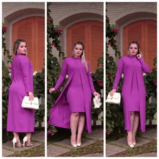 Vestido Regata tubinho Sobreposiçao De Manga Longa Feminino 2 Peças Viscolycra/Vestido moda Gringa.
