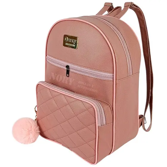 Bolsa Mochila Feminina - de Couro Sintetico Bolsas femininas de moda + CHAVEIRO POMPOM
