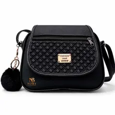 Bolsa Transversal Compacta Feminina Couro Sintético com Pingente Luxo