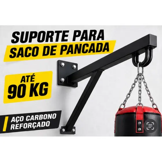 Suporte Para Saco De Pancada De Parede 90kg Aço Reforçado Boxe Muay Thai