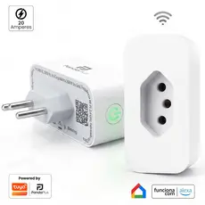 Tomada Inteligente Wifi 16A/20A Medidor Consumo App Panda Plus Alexa Google Tuya Comando Voz Bivolt