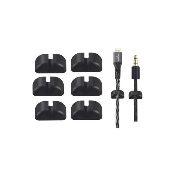 Organizador De Cabos Para Mesa Kit 6 Fixador Autoadesivo Preto