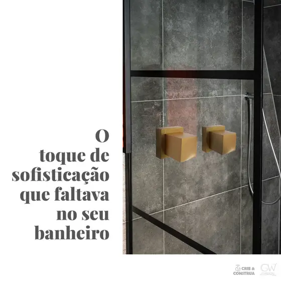 Kit com 2x Acabamento Quadrado Dourado ABS Registro de Gaveta, Pressão e Chuveiro Universal