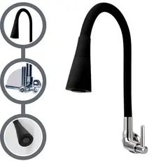 Torneira de Cozinha Preta Gourmet 2 Jatos Flexivel Neo Crie & Construa