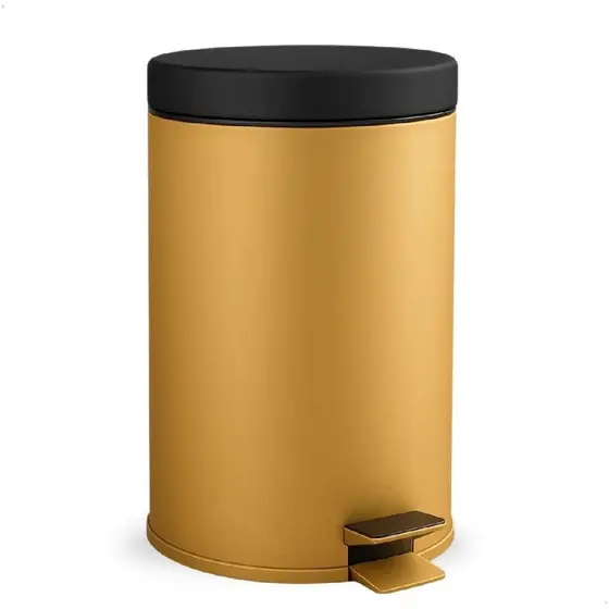 Lixeira Inox 5l Dourada Com Tampa Preta Crie Construa